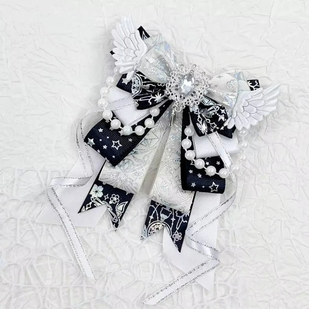 Handmade Crystal Pearl Angel Wing Bow Bag Charm