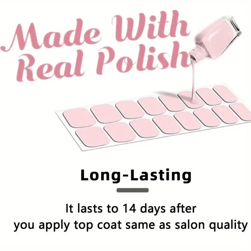 Pink Glitter Full-Wrap Nail Strips, 8 Sheets | Braviixx