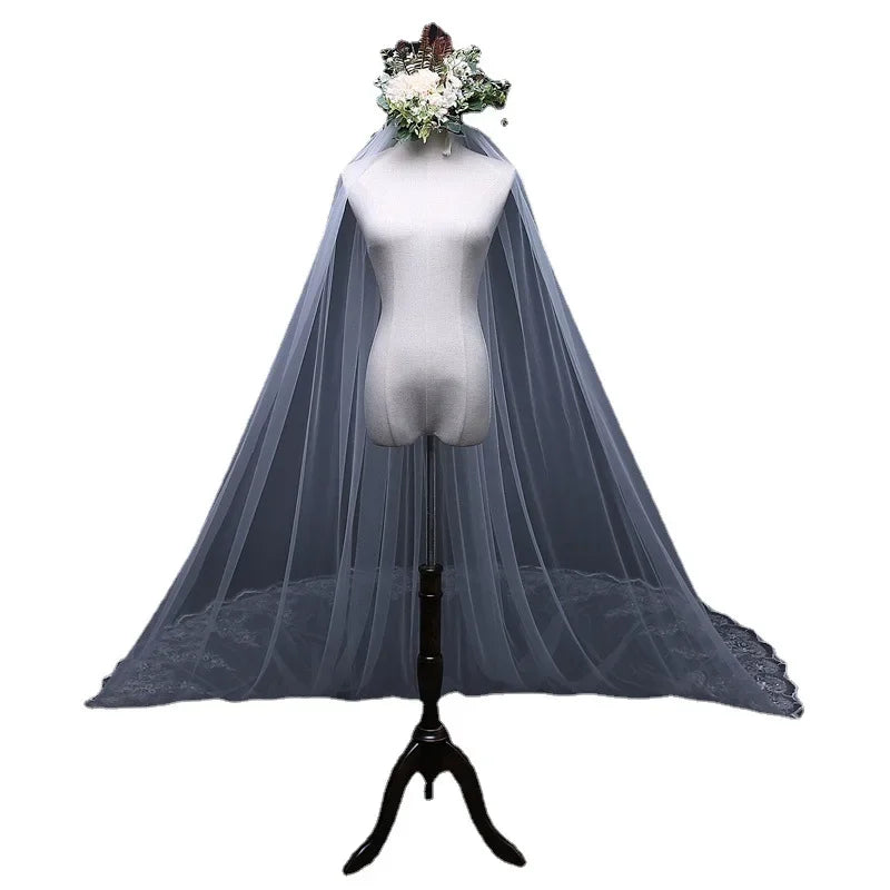 Women's Sequins Lace Wedding Bridal Veil With Comb 118inch
