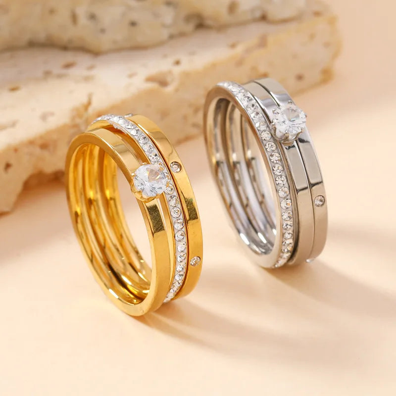 Geometric Cubic Zirconia Ring Set | Braviixx