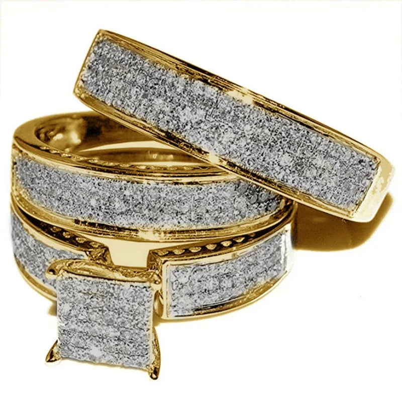 Women's 3-Piece Sparkling Ring Set | Rose Gold Tone | Braviixx