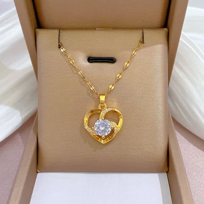 Heart Pendant Necklace with Zircon Accents | Braviixx