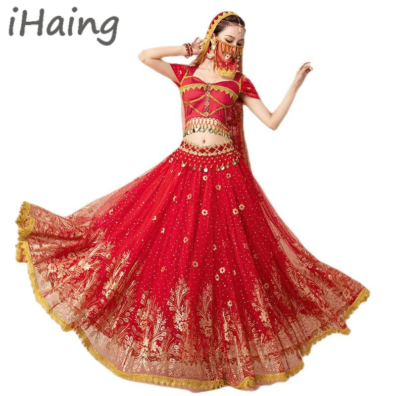 Coin-Trim Belly Dance Costume | Flared Skirt Set | Braviixx