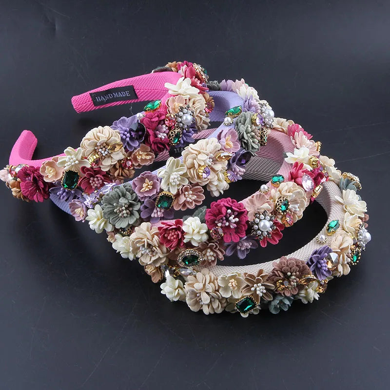 Pearl Fabric Flower Sponge Headbands Fashion Hair Accessories Trend Party Rhinestone Hairband Hair Band Girl Headwear20