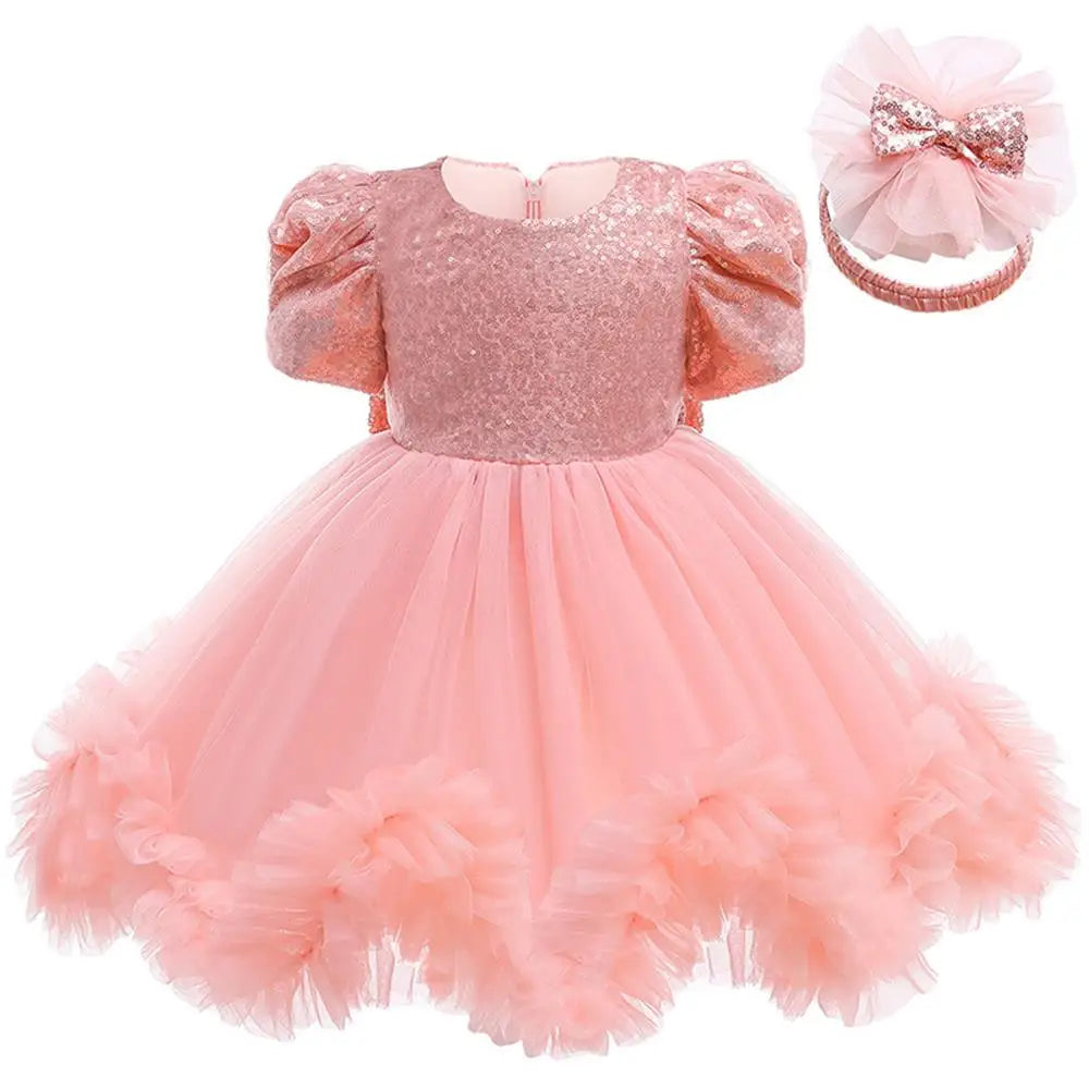 Baby Girls' Long-Sleeve Big Bow Dress | A-Line Princess Dress | 10M–5Y | Braviixx