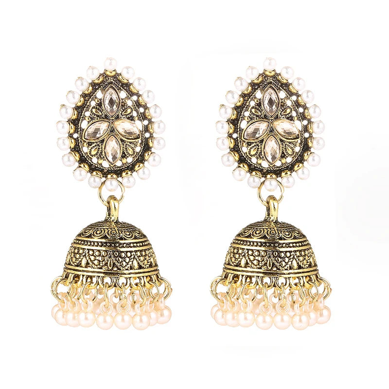 Jhumka Earrings | Teardrop & Bead Fringe | Braviixx