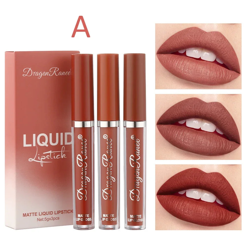 3-Piece Matte Liquid Lipstick Set | A-D Shade Collections | Braviixx