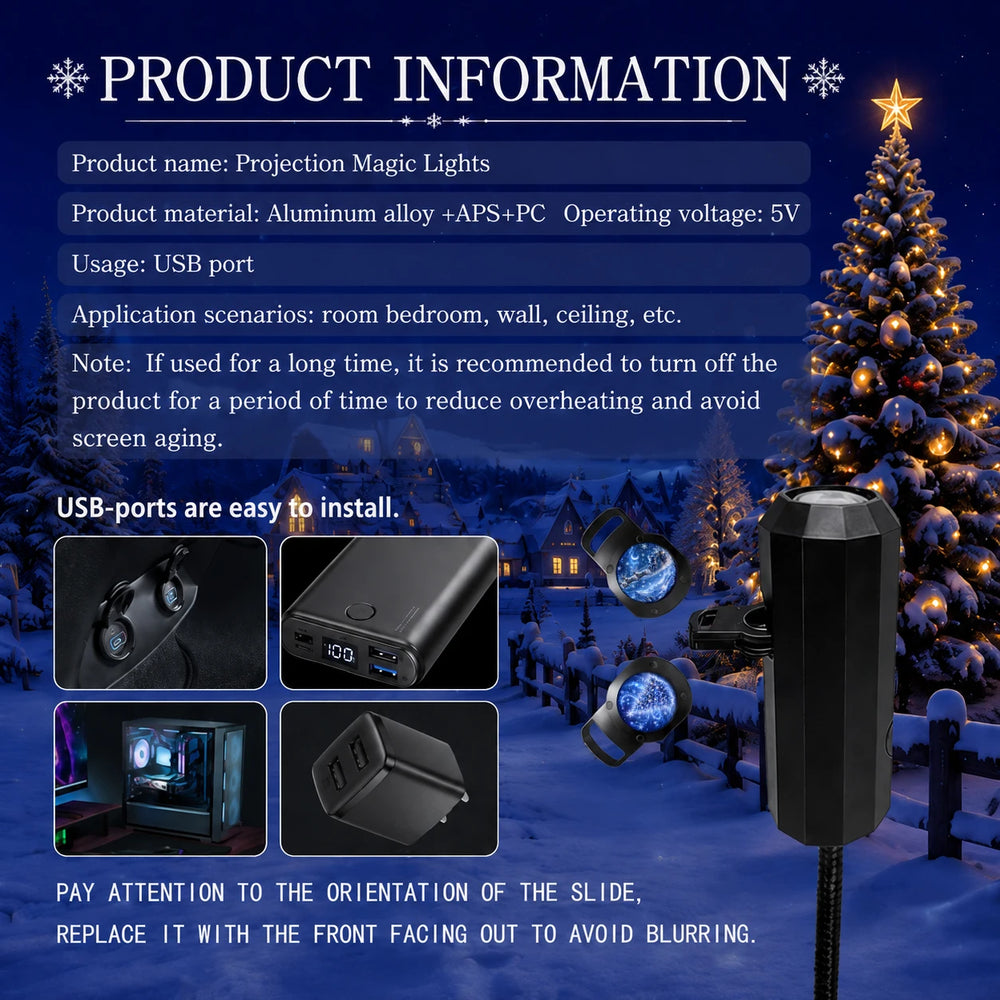 Christmas Projection Light | 8 Patterns & USB Power | Braviixx