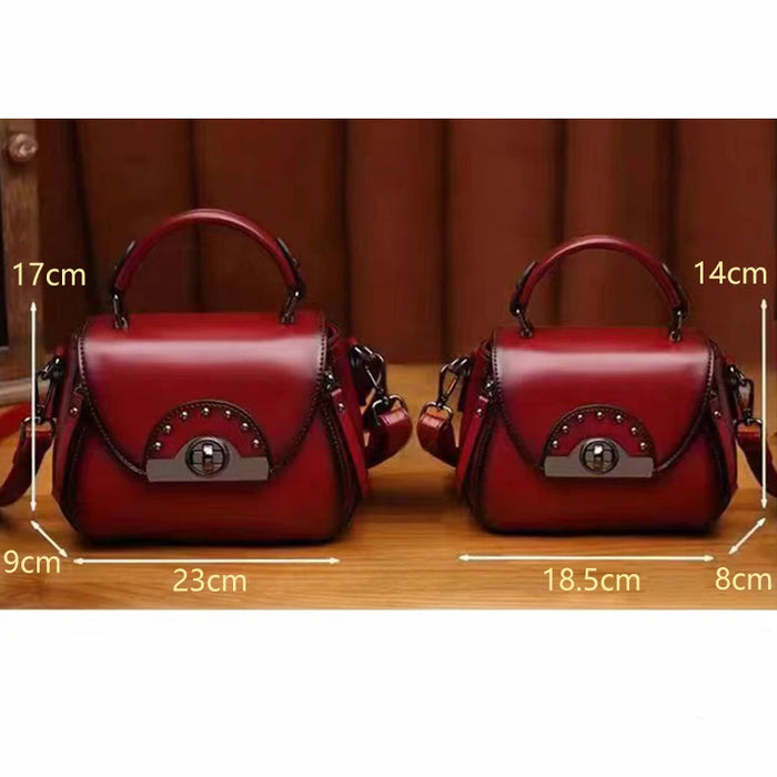 Women's Mini Satchel | Burgundy Leather | Braviixx