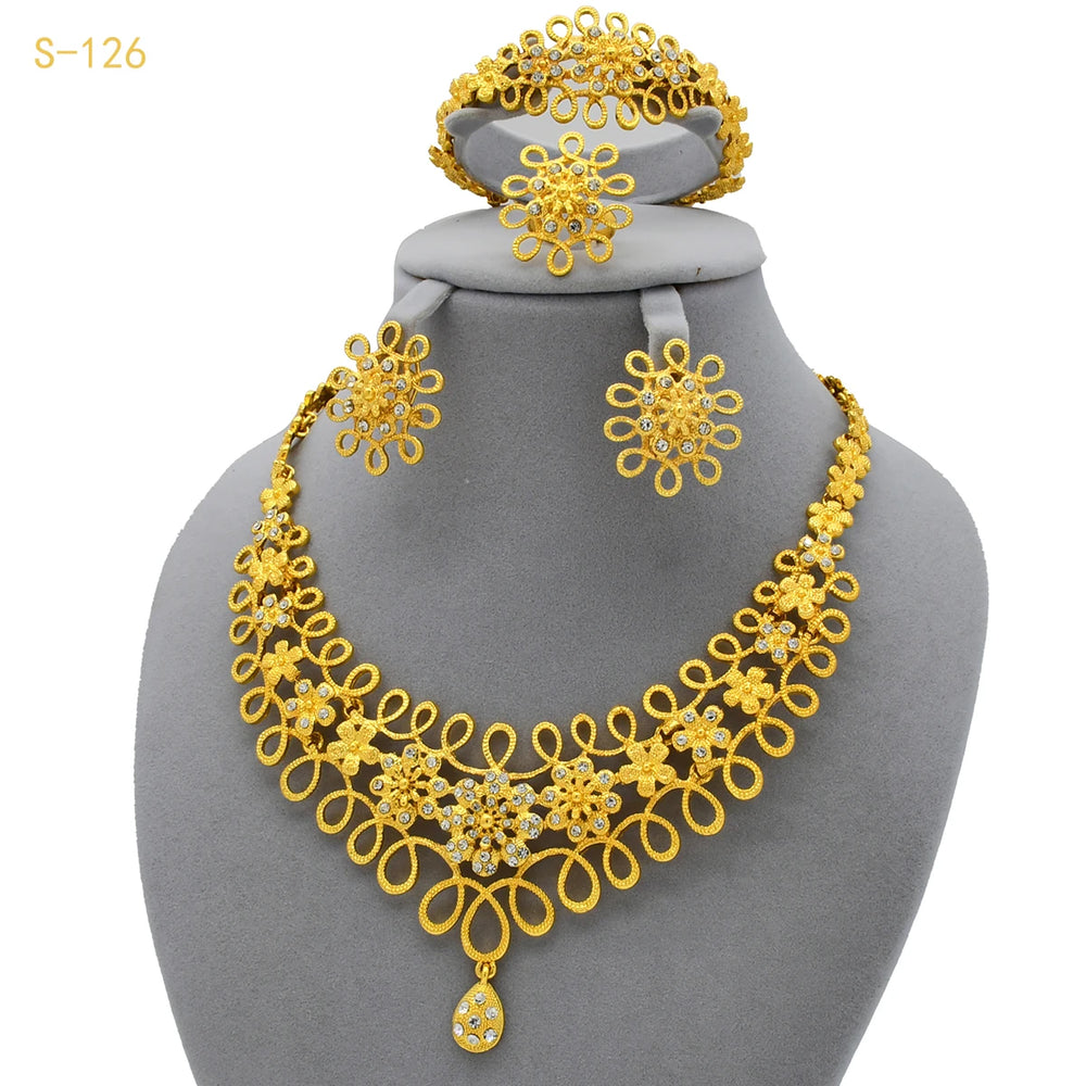 Gold-Tone Floral Jewellery Sets | Five Designs | Braviixx