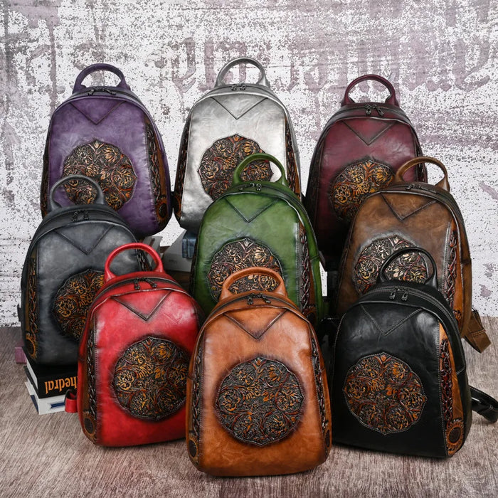Vintage Floral Embossed Backpack | Everyday PU Bag | Braviixx