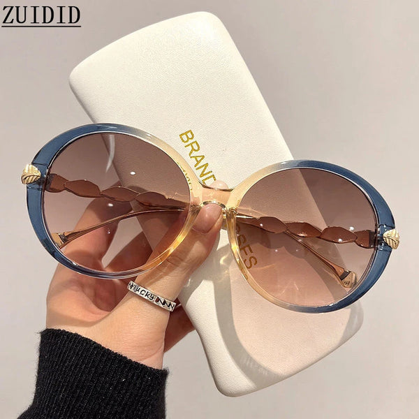 Women's Oversized Round Luxury Sunglasses | UV400 · Gradient Lens · Gold Leaf Temple | 6 Colours | Braviixx