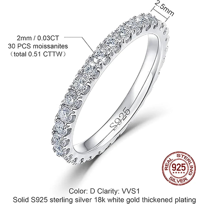Women's Moissanite Band Ring | Round Stones & Six Style Options | Braviixx