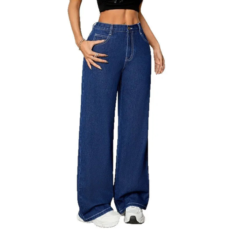 Wide Leg Jeans Women High Waist Pants Washed Distressed Denim Trousers Streetwear Y2k Female Vintage Denims Floor Length 2026