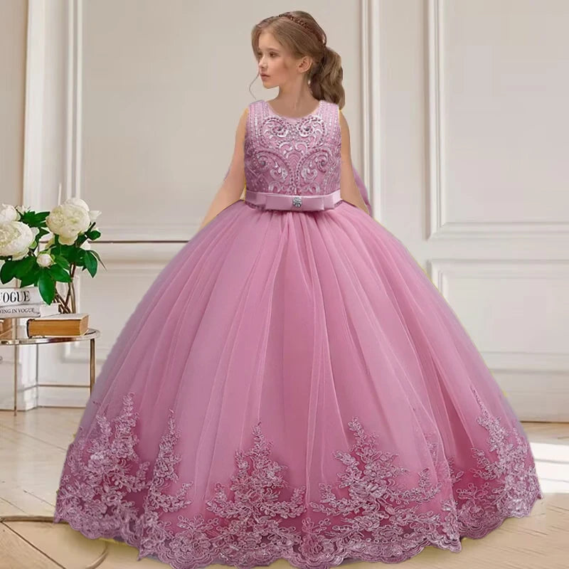Girls Floral Long Ball-Gown Dress | Party Princess Dress | 3–4Y to 11–12Y | Braviixx