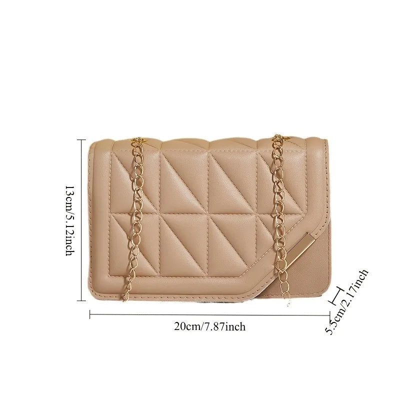 Quilted Mini Shoulder Bag | Gold-Tone Chain Strap | Braviixx