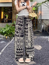 Retro Print Design Palazzo Pants Women's Summer Lightweight Loose Slimming Drapey Plus Size Casual Straight Leg Sports Pants