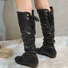 Slouchy Tall Boots | Low Heel & Rear Tie Detail | Braviixx