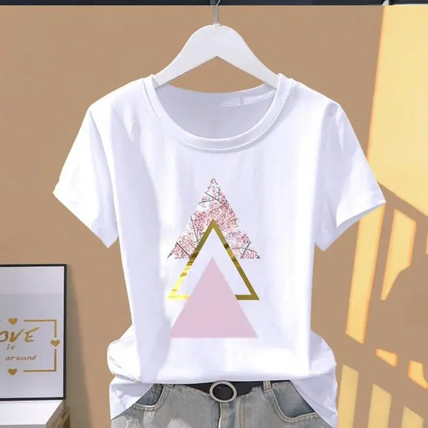 Women's Graphic Print Fitted T-Shirt · 6 Prints · White · XS–XXXL