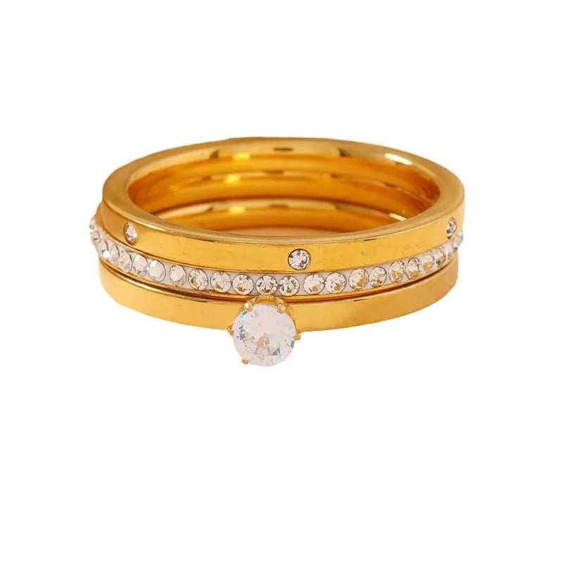 Geometric Cubic Zirconia Ring Set | Braviixx
