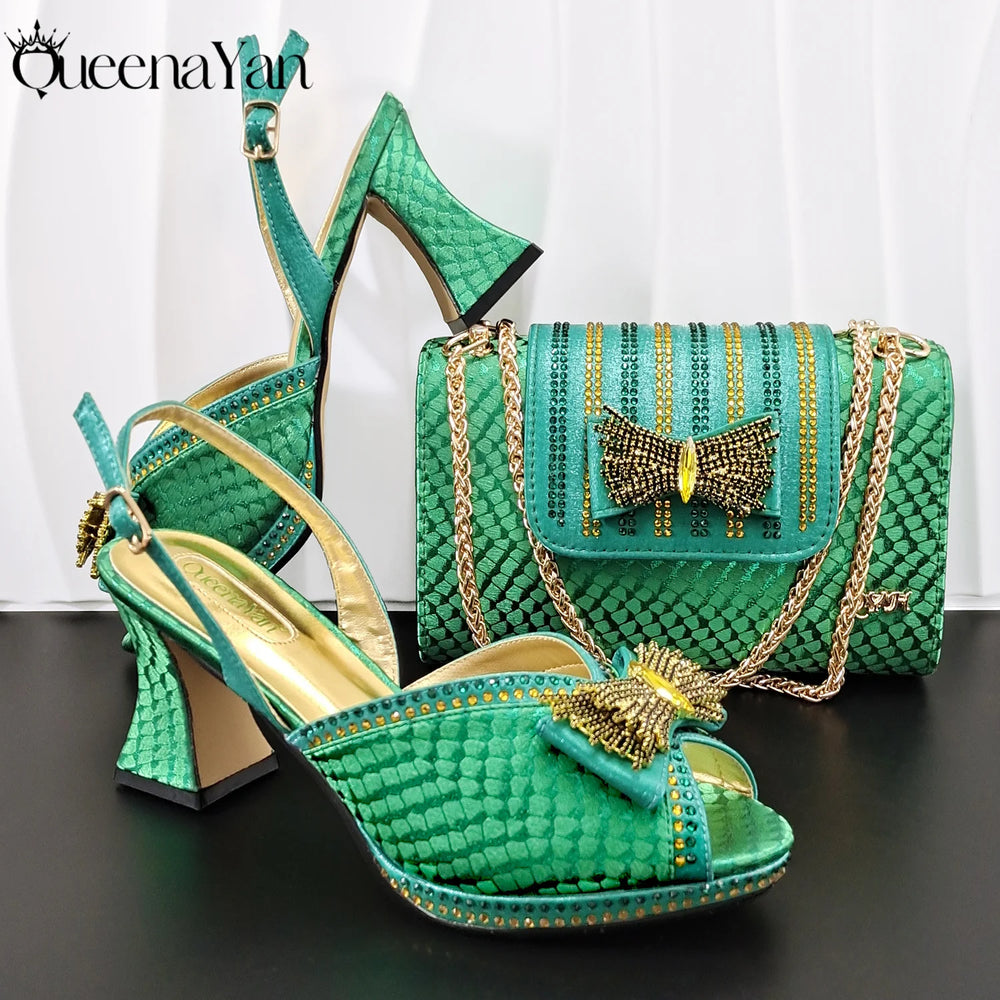 Women's Crystal Rhinestone Peep Toe Pumps | Square Heel Ankle Strap | 8.5cm | 6 Colors | EU 38–43