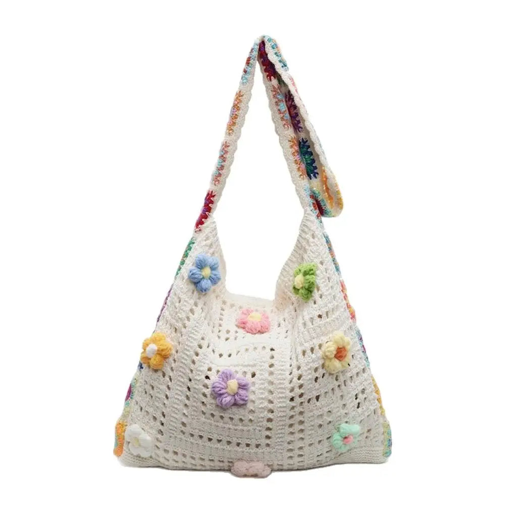 Women's Boho Floral Crochet Knitted Shoulder Bag