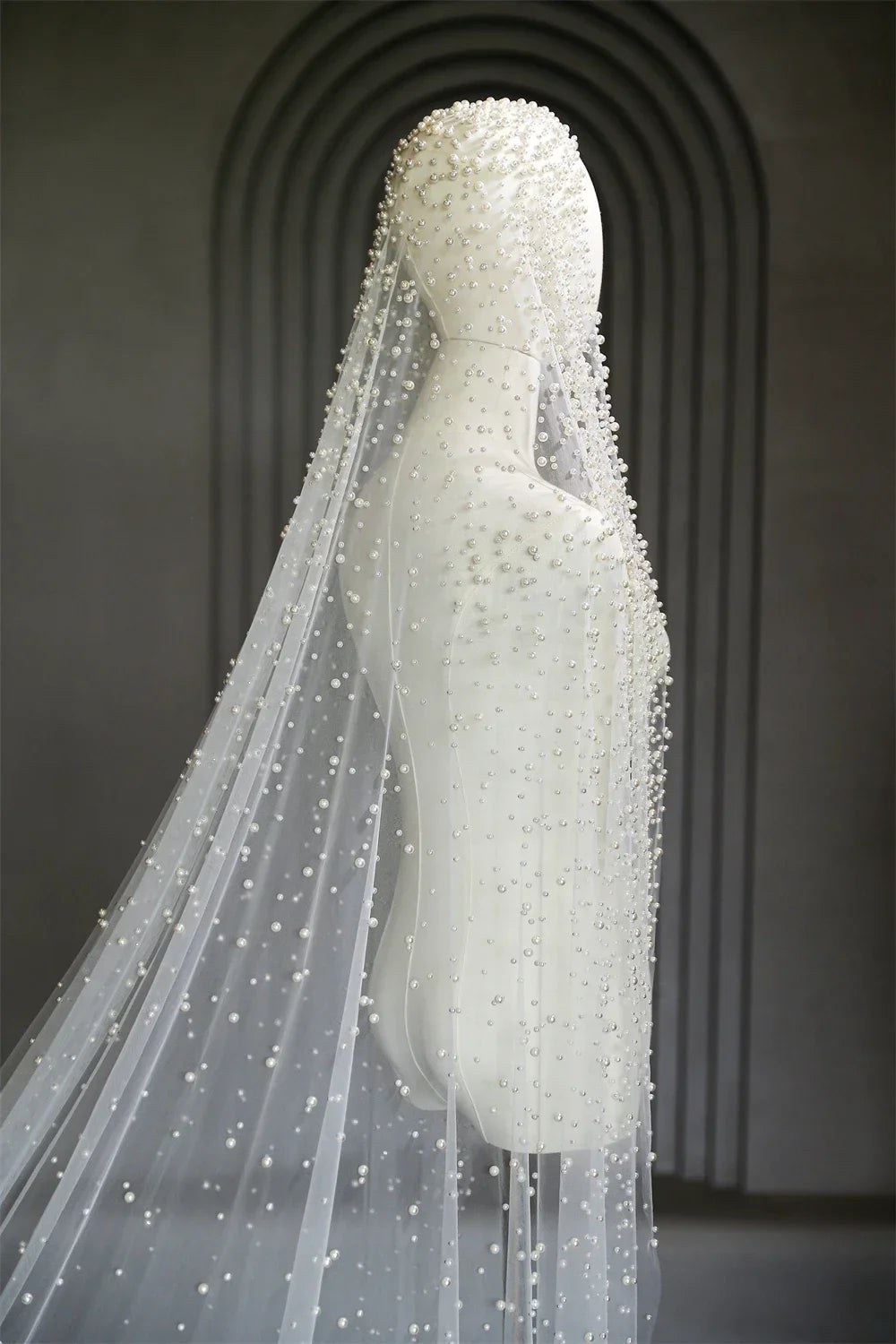 Pearl-Detail Bridal Veil | Single Tier with Comb | Braviixx