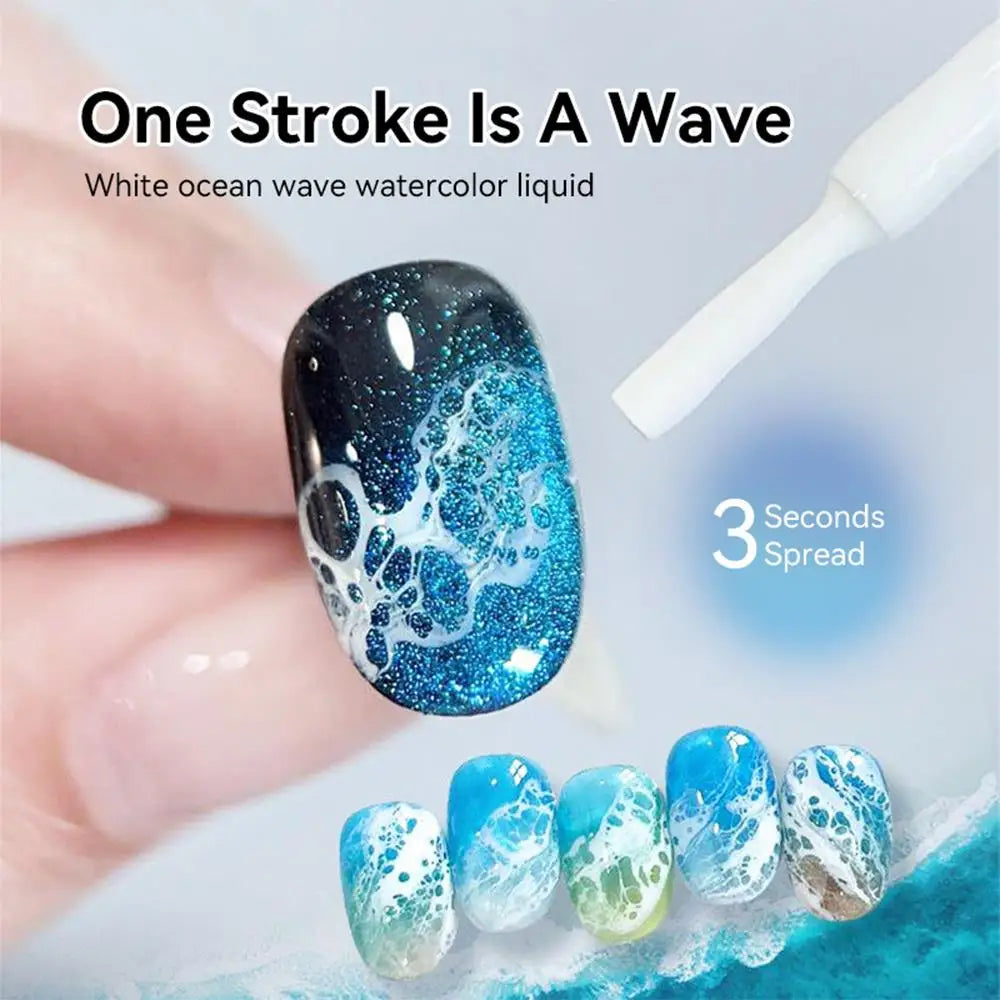White Ocean Wave Effect Gel Nail Polish, 10ml | Braviixx