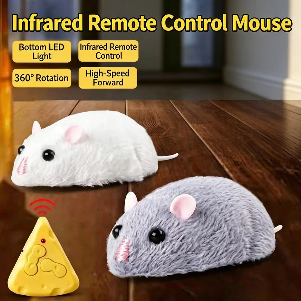 Remote Control Rat Toy, Electric Moving Simulation Mouse, Funny RC Vehicle Gift for Kids Cats Dogs Interactive Play