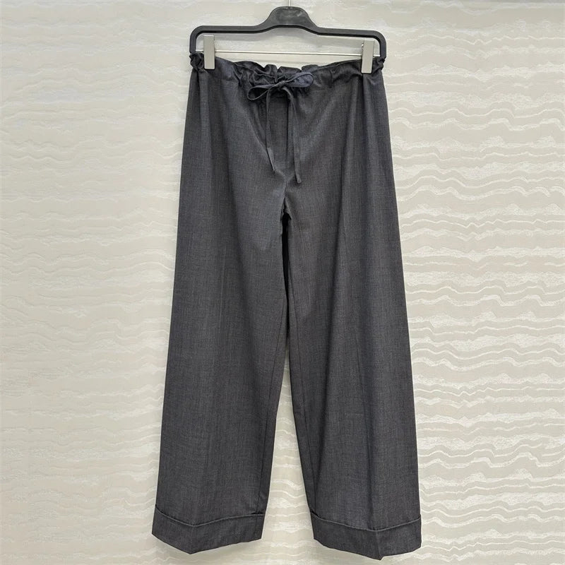 Women's pants New low waisted loose straight leg pants for the summer of 2026 Wool blend women's suit pants y2k casual pants