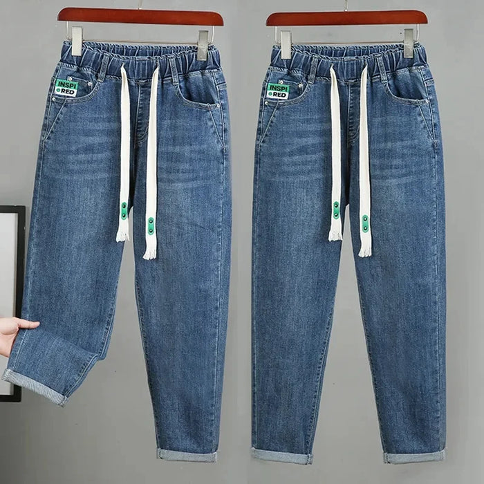 2026 Fashion Spring Autumn Jeans Women's Denim Harem Pants Loose Large-size Elastic-waist Vintage Casual Trousers Female Jeans