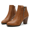 Zip-Up Ankle Boots | PU Block Heel | Braviixx