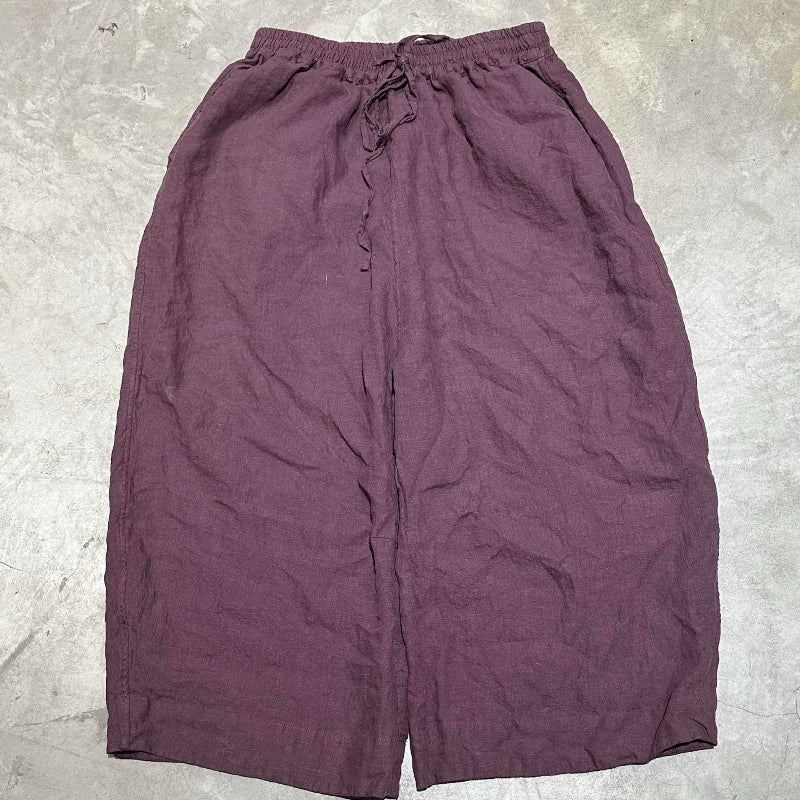Washed Linen Women Ankle-length Wide Leg Pants New Arrivals 2026 Drawstring Vintage Style Loose Comfortable Female Harem Pants