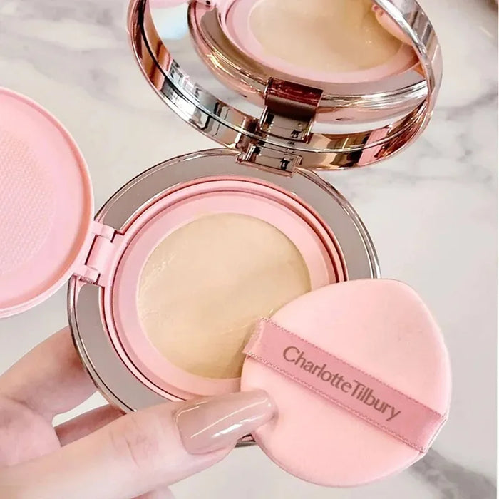 Charlotte Tilbury Air Cushion Foundation Lightweight Dewy Finish Long Lasting Heart Shape Powder Blusher Shimmer 2 in 1 Makeup