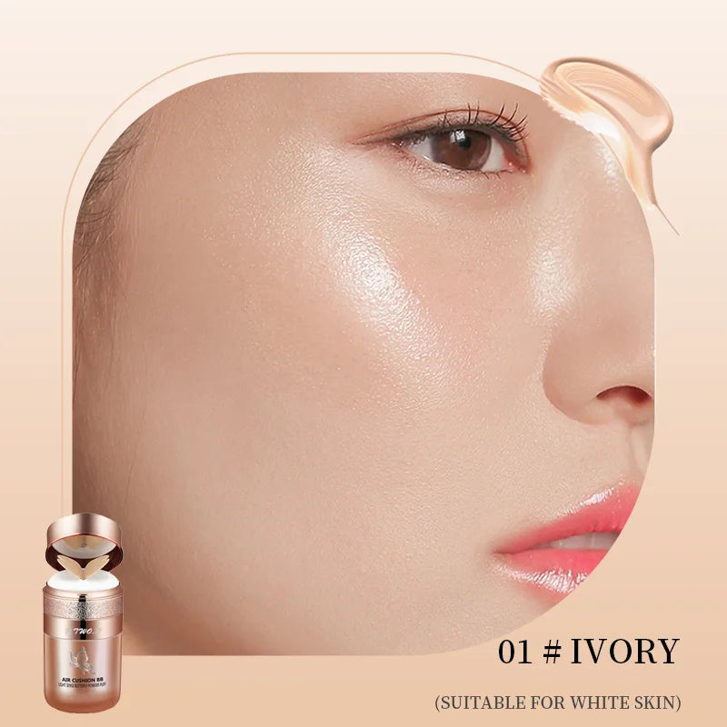 Air Cushion BB Cream | Moisturizing Foundation & Concealer with Butterfly Powder Puff | Braviixx