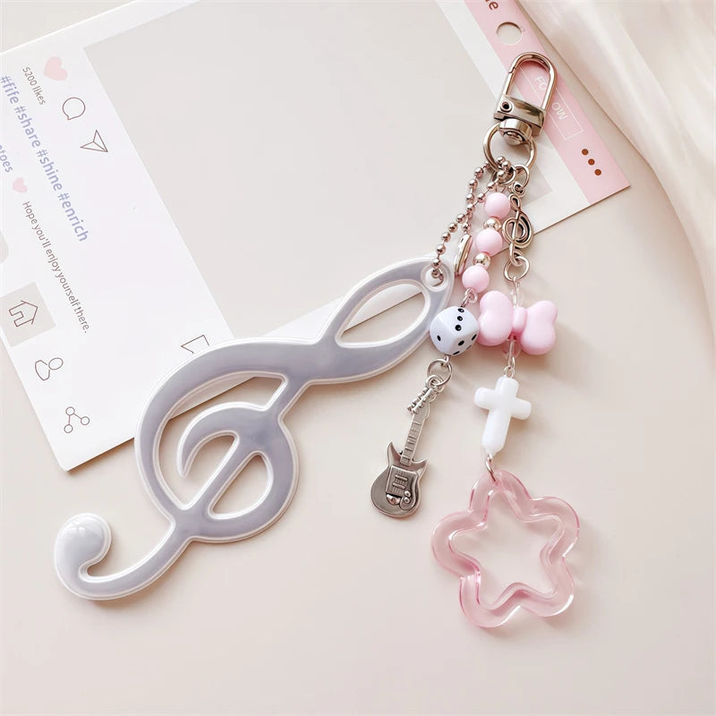 Music-Themed Bag Charm | Treble Clef & Beaded Pendant Designs | Braviixx