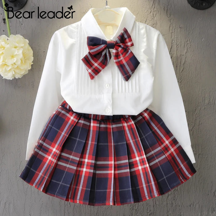 Girls' Plaid A-Line Dress | Long-Sleeve Mini Dress | 3T–7T | Braviixx