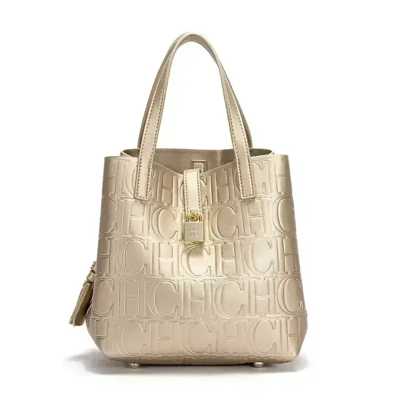 CH Women Tote Bag High Quality Pu Leather Top Handle Handbag With Lock Decoration Crossbody Shoulder Bag For Work Daily