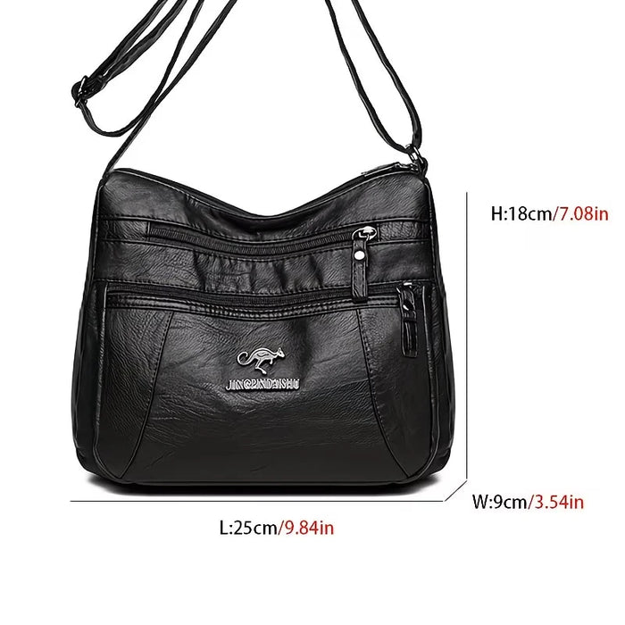 Soft Faux Leather Crossbody Bag | Multi-Zip & Adjustable Strap | Braviixx