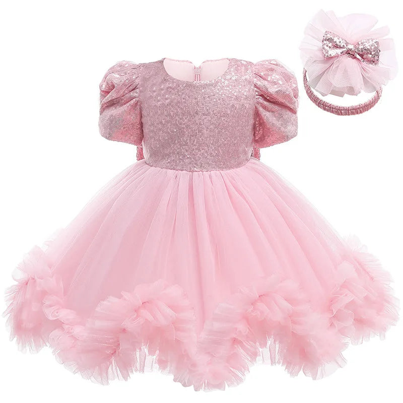 Baby Girls' Long-Sleeve Big Bow Dress | A-Line Princess Dress | 10M–5Y | Braviixx