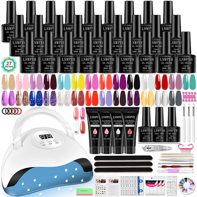 UV/LED Gel Nail Polish Kit with Lamp | 27 Colors & Extension Gel | Braviixx