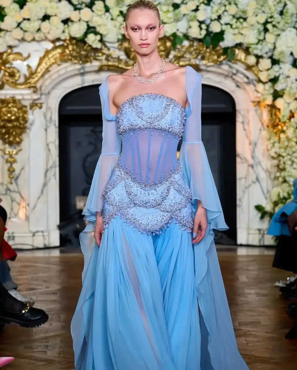 Embellished Illusion Evening Gown | Flowing Skirt | Braviixx