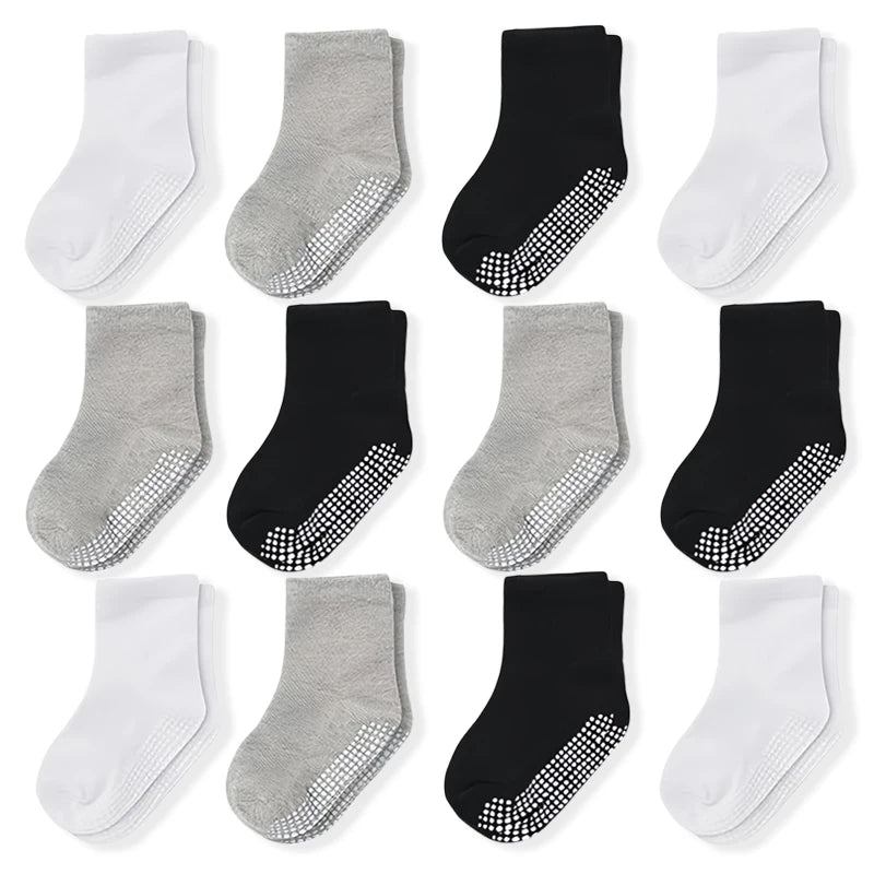 12-Pair Kids’ Grip Crew Socks | Braviixx