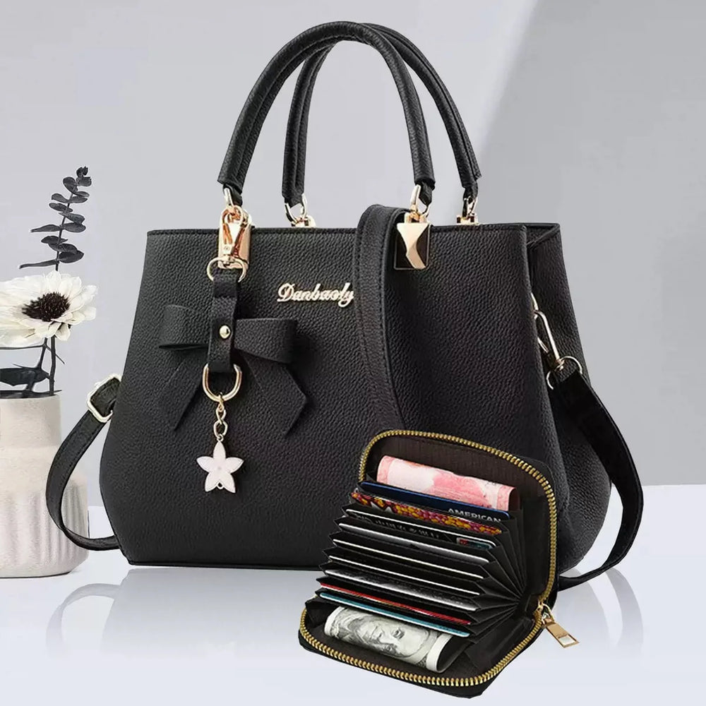 Women's Bow-Detail Handbag | Textured PU | Braviixx