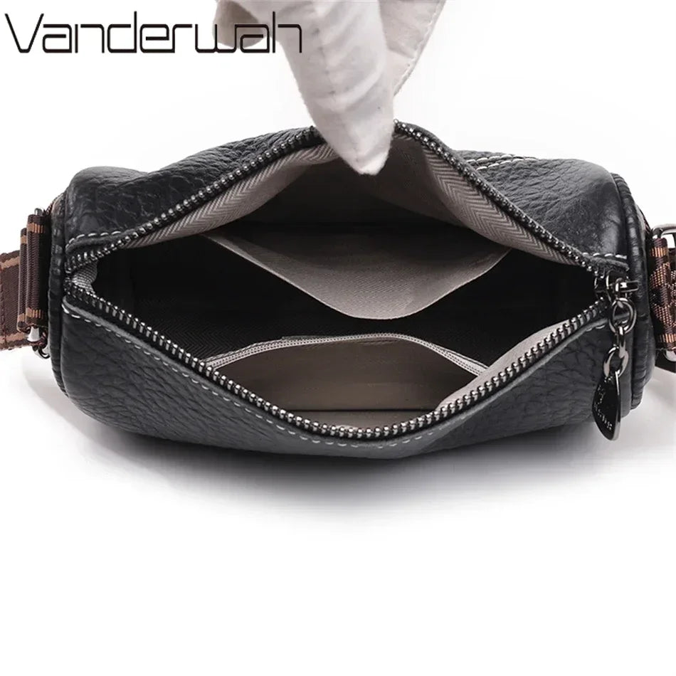 Compact Crossbody Bag | Contrast Stitching & Wide Strap | Braviixx
