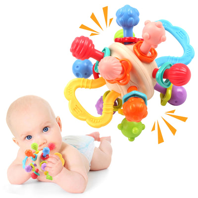 Soft Silicone Baby Rattle Teether Ball | Musical Hand-Grip Toy | 0–6M | Braviixx