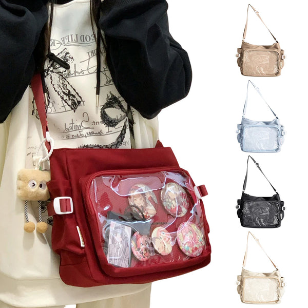 Women's Ita Bag | Japanese Style Shoulder Bag · Clear Window · Multi-Pocket | Black · Beige · Blue · Khaki · Red | Braviixx