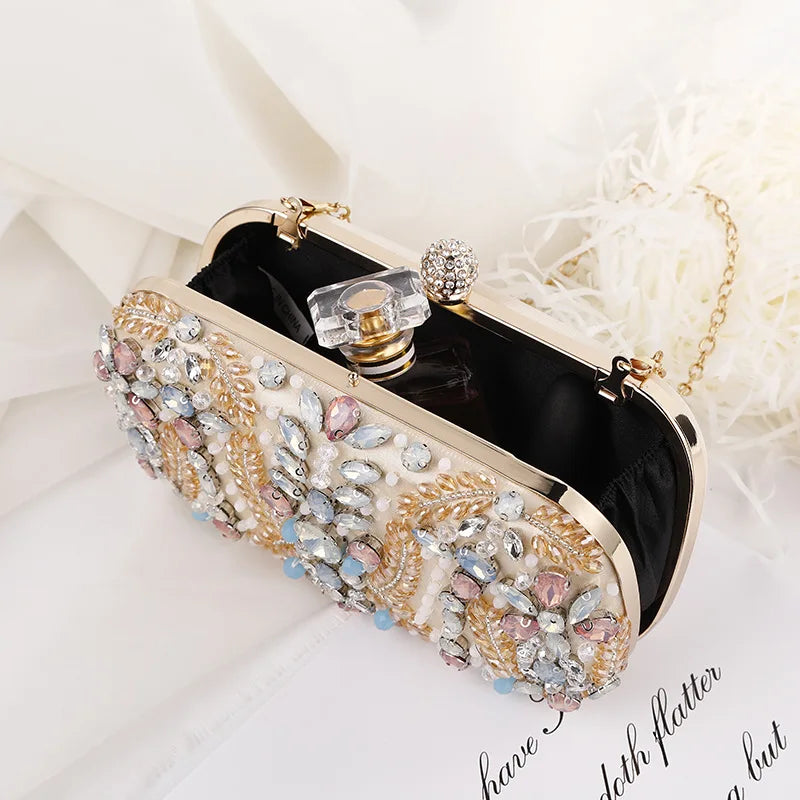 Women's Crystal Beaded Clutch Evening Bag