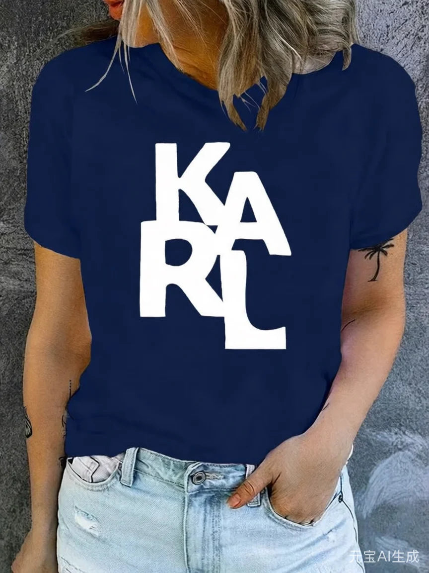 2026 Women's T-Shirt Letter Printing Short Sleeve Cotton Tees High Quality Luxury Brand T-shirt Summer Streetwear Y2k Tops
