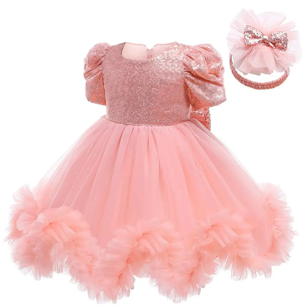 Baby Girls' Long-Sleeve Big Bow Dress | A-Line Princess Dress | 10M–5Y | Braviixx